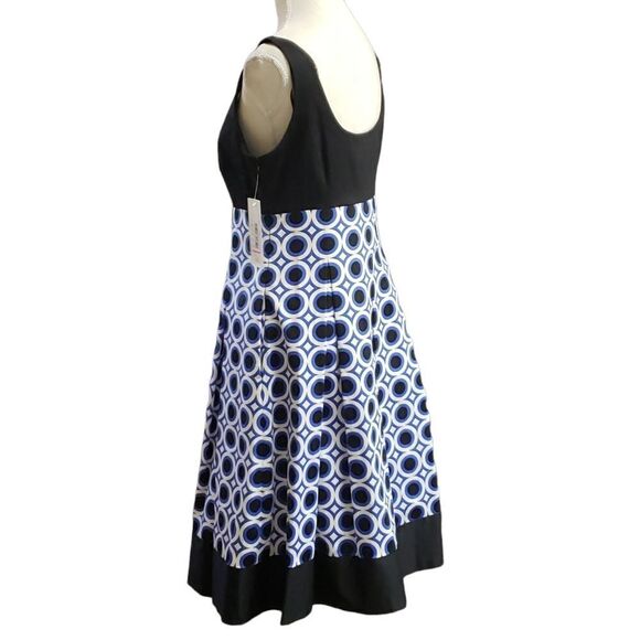 Maggy London Black & Geo Print Fit & Flare Dress Sz 10 NWT - Picture 3 of 16